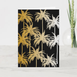 Black Gold Foil Palm Tree Print Greeting Card