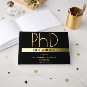  Black Gold Foil PhD Graduation Guest Book