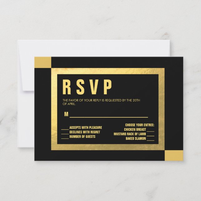 Black + Gold Foil RSVP | WEDDINGS Card (Front)