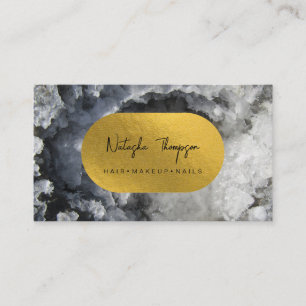 Black Gold Foil Sea Crystals Makeup Hair Nails Business Card