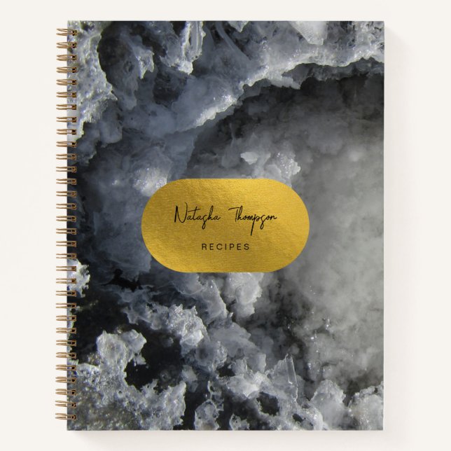 Black Gold Foil Sea Crystals Signature Recipe  Notebook (Front)