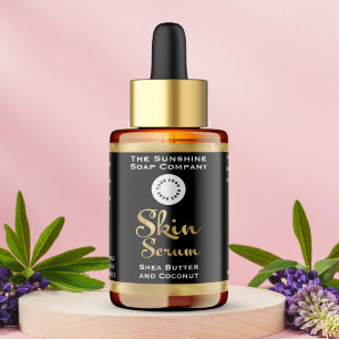 Black & Gold Foil Skin Serum Bottle Label logo