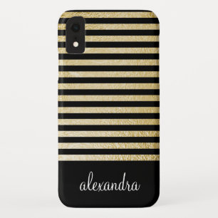 Black - Gold Foil Stripe Monogram Case-Mate iPhone Case