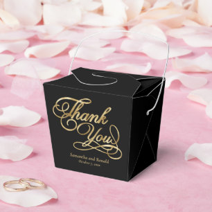 Black & Gold Foil Thank You Calligraphy Wedding Favour Box