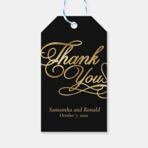 Black & Gold Foil Thank You Calligraphy Wedding Gift Tags