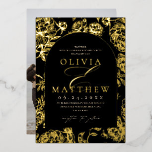 Black & Gold Foil Toile De Jouy French Wedding