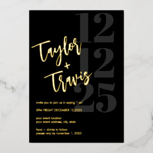 Black & Gold Foil Wedding/Engagement Invite