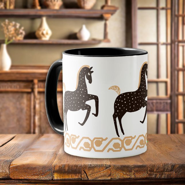 Black Gold Folk Art Spotted Horse Mug (Creator Uploaded)
