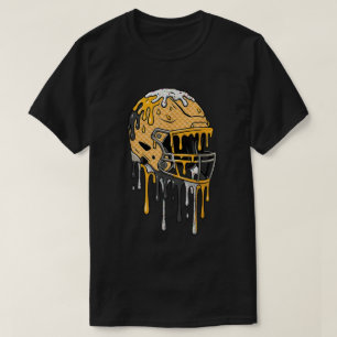Black Gold Football Helmet Ice Cream Drip Tee
