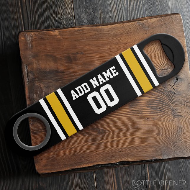 Black Gold Football Jersey Custom Name Number (Custom Bar Key)
