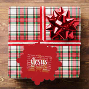 Black Gold FOR UNTO US JESUS Christmas Tree Decoration Card
