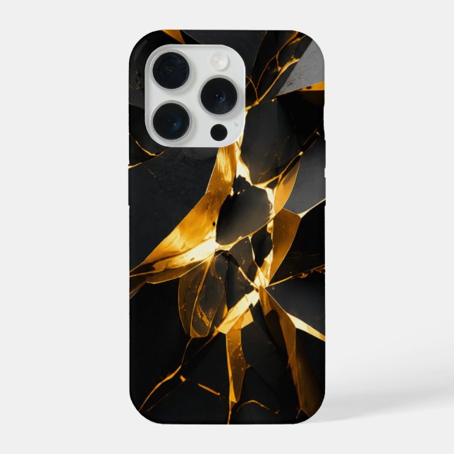 Black Gold Fracture Luxury iPhone 16 Case (Back)
