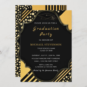Black Gold Framed Graduation Invitation Template
