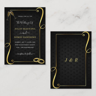 Black Gold Frames Wedding Invitation Template