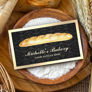 Black Gold French Bread Baguette Bakery Business Card