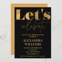 Black Gold Friendsmas invitations Let's celebrate