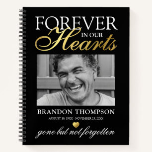Black Gold Funeral Photo Memorial Guest Book