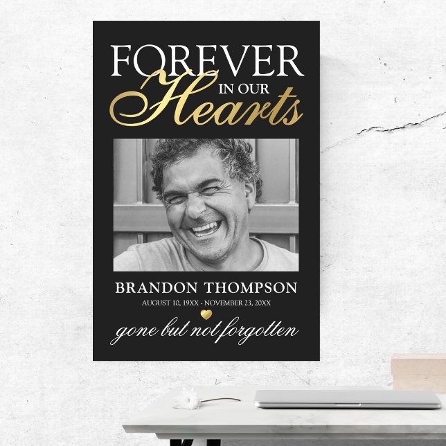 Black Gold Funeral Photo Memorial Poster (Creator Uploaded)