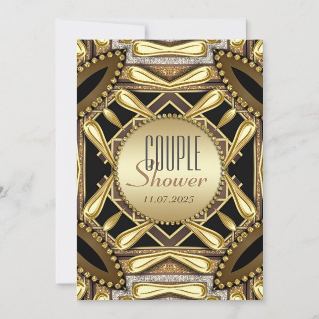 Black Gold Funky Glam Couple Shower Invitation (Front)