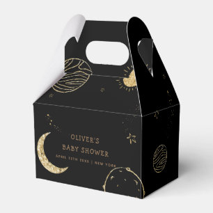 Black Gold Galaxy Moon Star Boy Baby Shower Favour Box