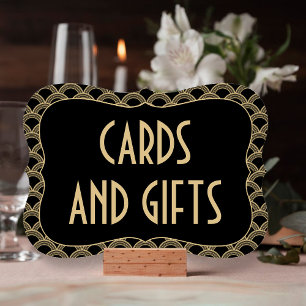 Black & Gold Gatsby Wedding Cards & Gifts Sign