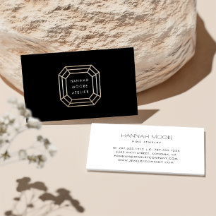 Black & Gold Gem Logo   Jewellery Design Business Card