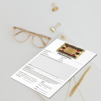 Black Gold Gem Roses Proposal Notepad