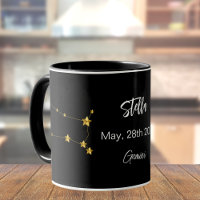 Black gold Gemini star constellation birthday
