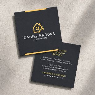 Black Gold General Contractor House Square Business Card