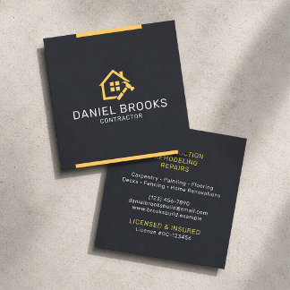 Black Gold General Contractor House Square Business Card