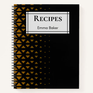 Black Gold Geometric Custom Recipe Notebook