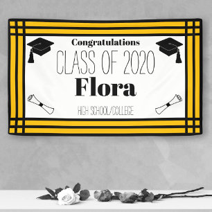Black Gold Geometric Graduation Party Banner