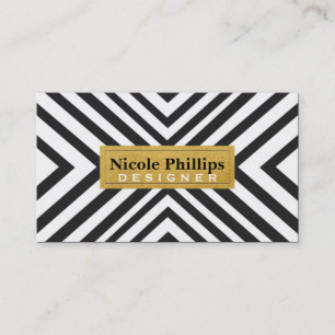 Black & Gold Geometric Lines Chic Business Card