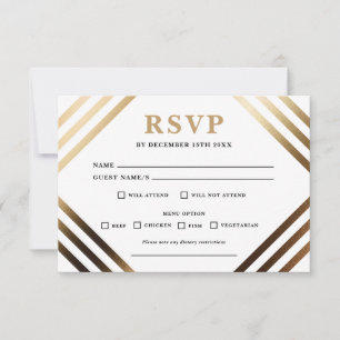 Black Gold Geometric RSVP Reply Card 