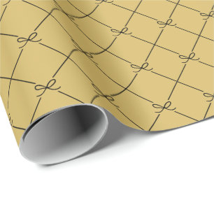 Black Gold Geometric Simple Bow Pattern Wrapping Paper