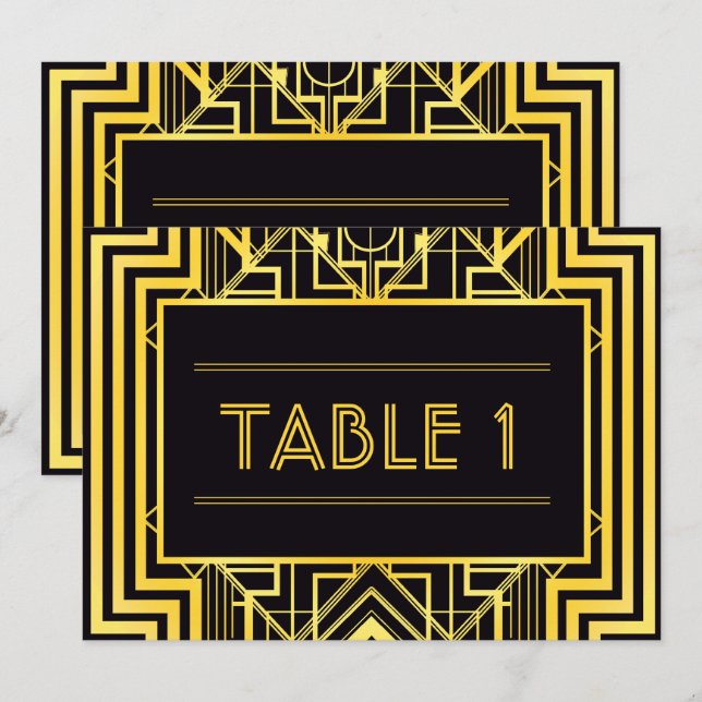 Black & Gold Geometric Table Numbers (Front/Back)