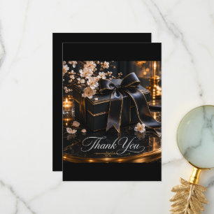 Black Gold Gift Box Card   Corporate Thank You