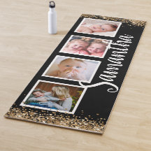 Black gold giltter photo collage custom name