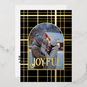 Black & Gold Gingham Christmas Holiday Photo