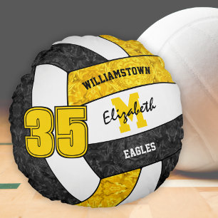 black gold girls sports volleyball team colours round cushion