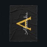 Black Gold Girly Monogram Name Modern Fleece Blanket<br><div class="desc">Black and Gold Monogram Name Fleece Blanket. This makes the perfect sweet 16 birthday,  wedding,  bridal shower,  anniversary,  baby shower or bachelorette party gift for someone that loves glam luxury and chic styles.</div>