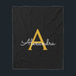 Black Gold Girly Script Monogram Name Modern Fleece Blanket<br><div class="desc">Gold and Black Faux Script Monogram Add Your Own Name Fleece Blanket. This makes the perfect sweet 16 birthday,  wedding,  bridal shower,  anniversary,  baby shower or bachelorette party gift for someone that loves glam luxury and chic styles.</div>