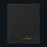 Black Gold Girly Script Monogram Name Modern Fleece Blanket<br><div class="desc">Gold and Black Faux Script Monogram Add Your Own Name Fleece Blanket. This makes the perfect sweet 16 birthday,  wedding,  bridal shower,  anniversary,  baby shower or bachelorette party gift for someone that loves glam luxury and chic styles.</div>