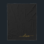 Black Gold Girly Script Monogram Name Modern Fleece Blanket<br><div class="desc">Gold and Black Faux Script Monogram Add Your Own Name Fleece Blanket. This makes the perfect sweet 16 birthday,  wedding,  bridal shower,  anniversary,  baby shower or bachelorette party gift for someone that loves glam luxury and chic styles.</div>