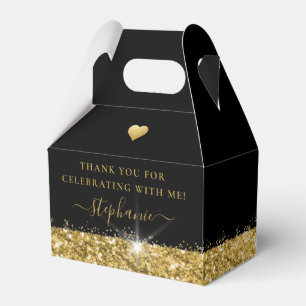 Black Gold Glam Heart Birthday Party Favour Box