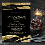 Black Gold Glitter 16th Birthday Party Invitation<br><div class="desc">Invite your friends and loved ones to your birthday party with this modern black and gold 16th birthday party invitation.</div>