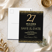 Black Gold Glitter 27th Birthday Save the Date