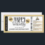 Black Gold Glitter 40th Birthday Invitation Ticket<br><div class="desc">Gold glitter and black 40th Birthday Invitation ticket features customisable birthday year balloons and ticket style invitations. Personalise with your party information and RSVP. A cute and unique way to celebrate!</div>