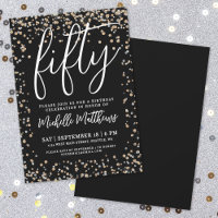 Black Gold Glitter 50th Birthday