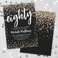 Black Gold Glitter 80th Birthday